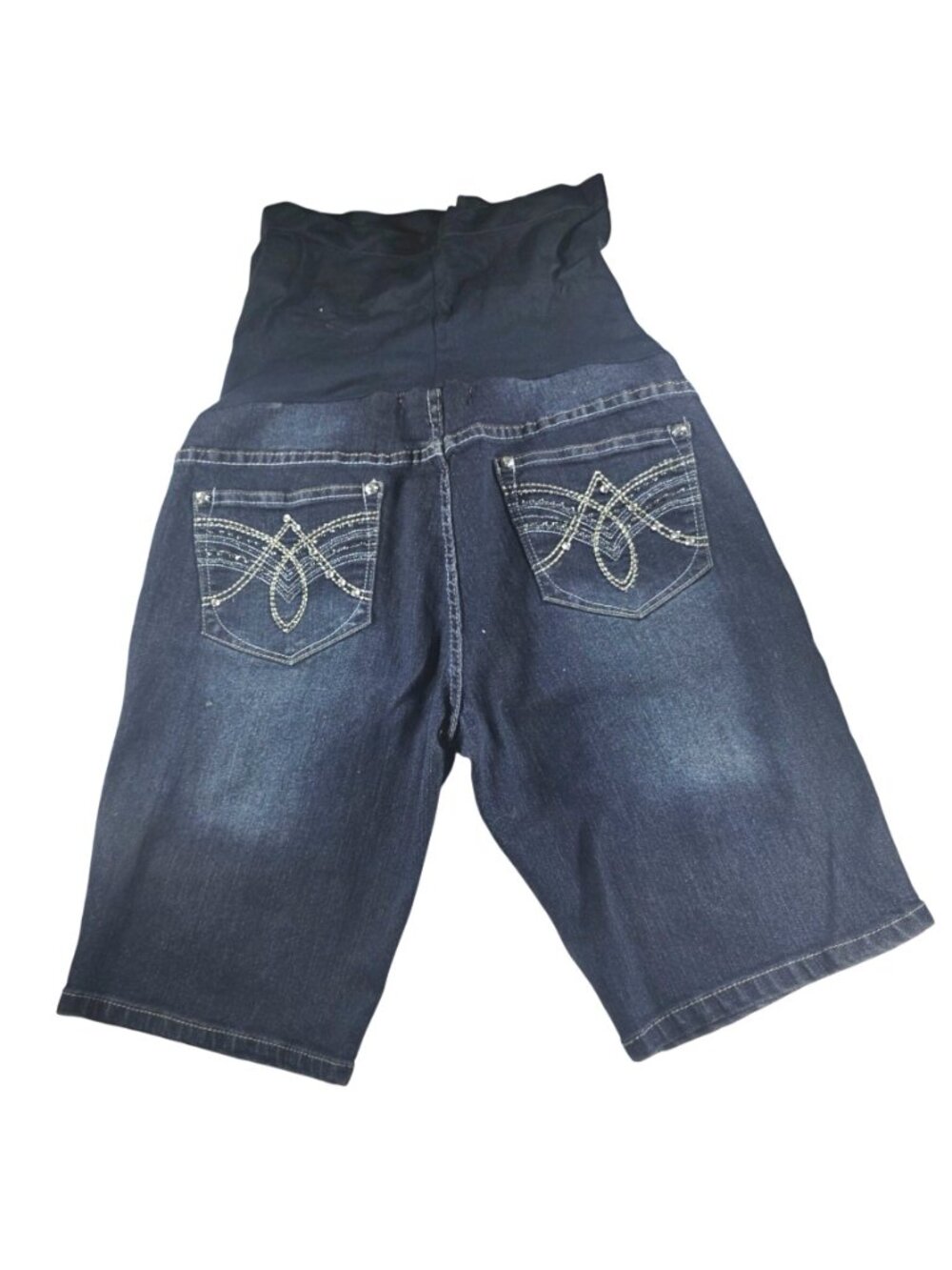 Bella Vida Maternity Denim Bermuda Shorts With Embellished Pockets Size L - Picture 2 of 7